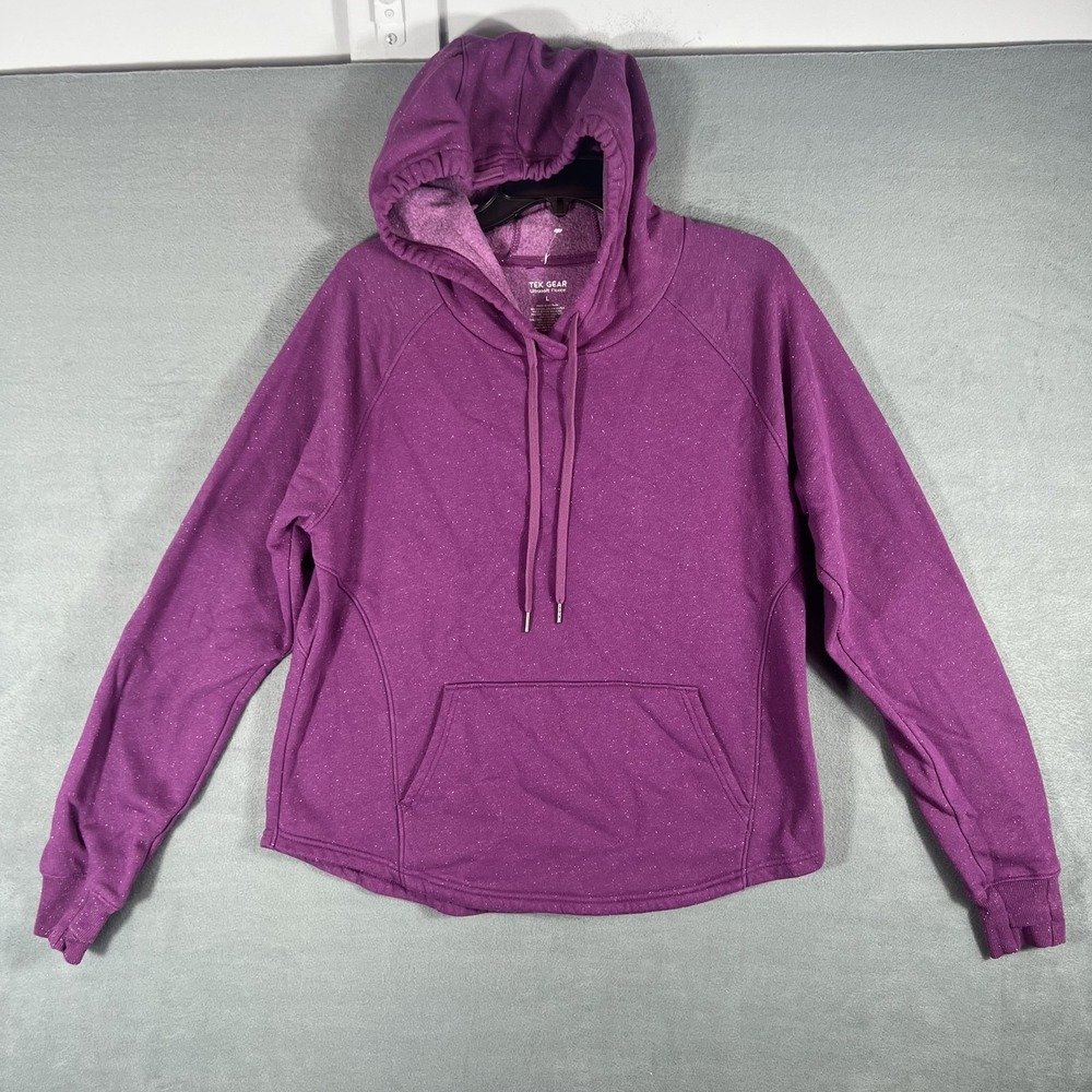 TEK GEAR Women's Ultrasoft Fleece Hoodie Pullover Purple Speckled Size L‎